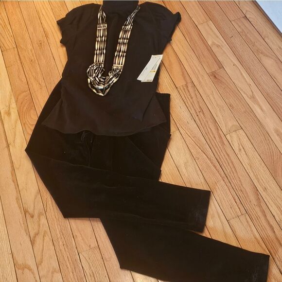 CHICO'S BLACK VELVET LEGGINGS - Picture 6 of 9